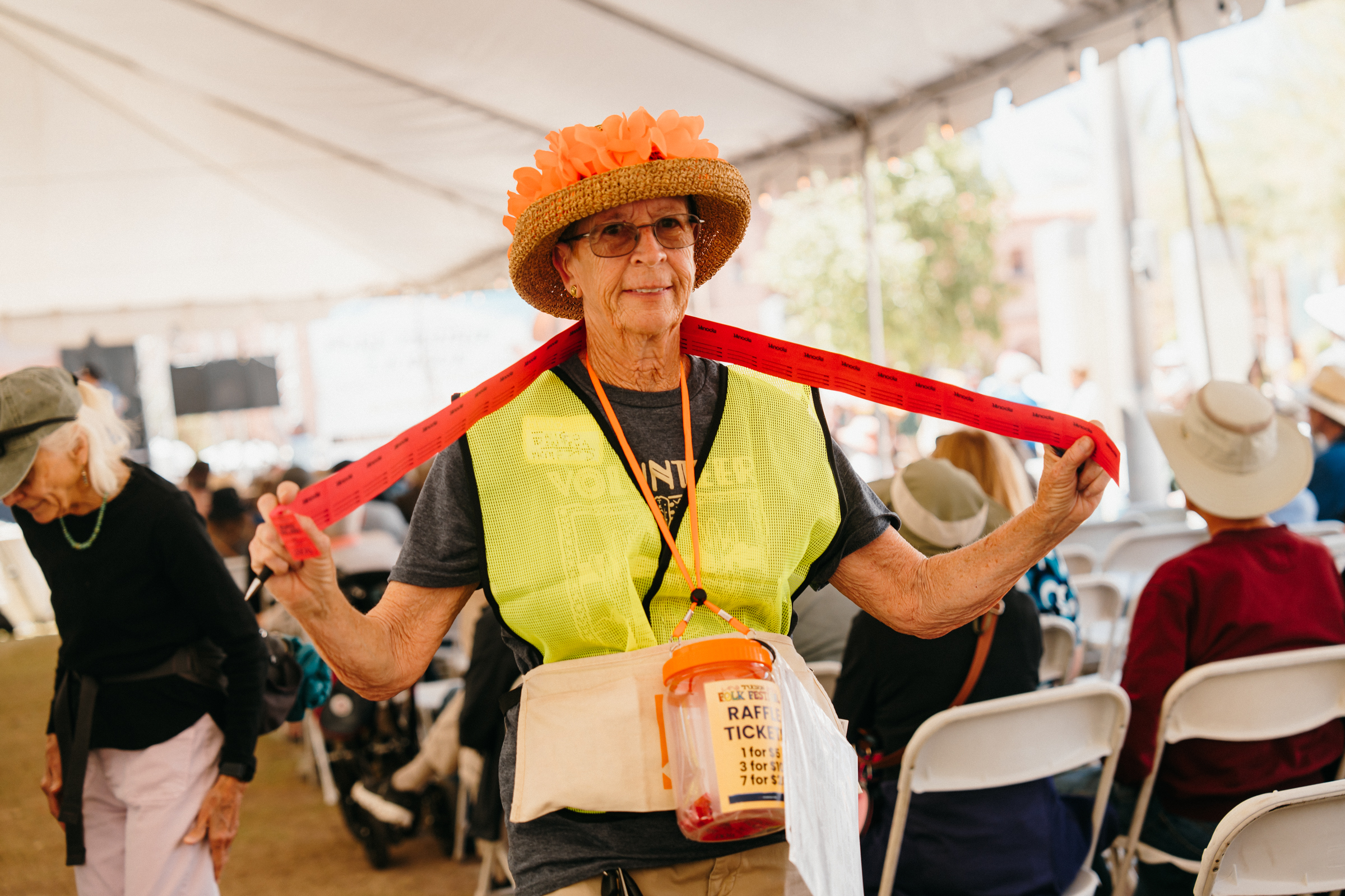 Raffle Seller at the Tucson Folk Festival